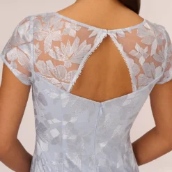 Adrianna Papell Floral Embroidered Sheath Dress With Short Sleeves In Blue Breeze -Cheap Vesta Gleam Store AP1D104993 AD497 Regular Lifestyle