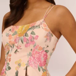 Adrianna Papell Floral Jacquard Dress With Pleated Details In Rose Multi -Cheap Vesta Gleam Store AP1D105001 AE590 Regular Detail