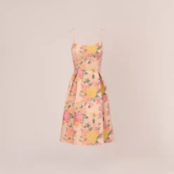 Adrianna Papell Floral Jacquard Dress With Pleated Details In Rose Multi -Cheap Vesta Gleam Store AP1D105001 AE590 Regular Flat