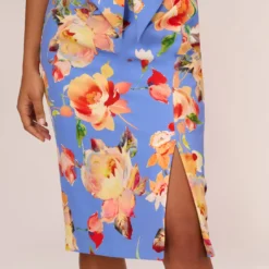 Adrianna Papell Flutter Sleeve Floral Print Dress With Tie Front In Peri Multi -Cheap Vesta Gleam Store AP1D105008 AC494 Regular Lifestyle