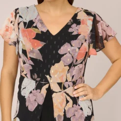 Adrianna Papell Plus Size Floral-Print Chiffon And Jersey Cropped Jumpsuit In Black Multi -Cheap Vesta Gleam Store AP1D105012 AF980 Plus Detail