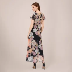 Adrianna Papell Floral-Print Chiffon And Jersey Cropped Jumpsuit In Black Multi -Cheap Vesta Gleam Store AP1D105012 AF980 Regular Back