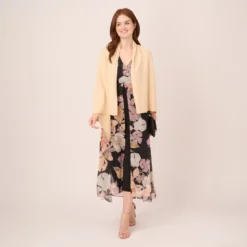 Adrianna Papell Floral-Print Chiffon And Jersey Cropped Jumpsuit In Black Multi -Cheap Vesta Gleam Store AP1D105012 AF980 Regular Lifestyle