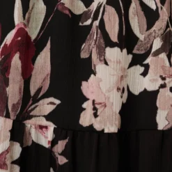 Adrianna Papell Floral Chiffon Dress With Three Quarter Length Sleeves In Black Multi -Cheap Vesta Gleam Store AP1D105038 AA963 Regular Alternate