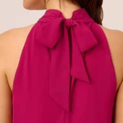 Adrianna Papell Sleeveless Pleated Chiffon Shift Dress With Mock Neckline In Magenta -Cheap Vesta Gleam Store AP1D105040 AA670 Regular Detail