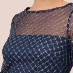 Adrianna Papell Floral Lattice Embroidered Sheath Dress With Sheer Sleeves In Navy Ivory -Cheap Vesta Gleam Store AP1D105044 BH980 Regular Detail