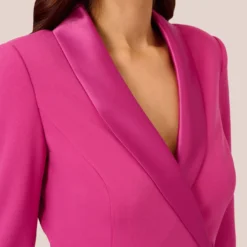 Adrianna Papell Crepe Tuxedo Dress With Ruffled Details In Raspberry Chill -Cheap Vesta Gleam Store AP1D105048 AI521 Regular Detail