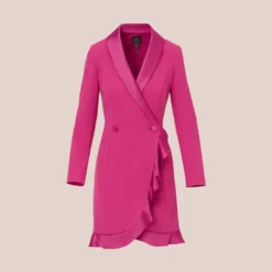 Adrianna Papell Crepe Tuxedo Dress With Ruffled Details In Raspberry Chill -Cheap Vesta Gleam Store AP1D105048 AI521 Regular Flat