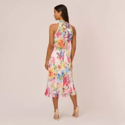 Adrianna Papell Multicolor Floral Chiffon Halter Dress In Ivory Multi -Cheap Vesta Gleam Store AP1D105056 AH170 Regular Back