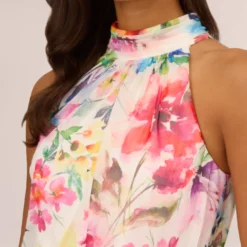 Adrianna Papell Multicolor Floral Chiffon Halter Dress In Ivory Multi -Cheap Vesta Gleam Store AP1D105056 AH170 Regular Detail