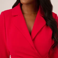 Adrianna Papell Wrap Front Dress With Three-Quarter Sleeves In Hot Ruby -Cheap Vesta Gleam Store AP1D105115 AU610 Regular Detail