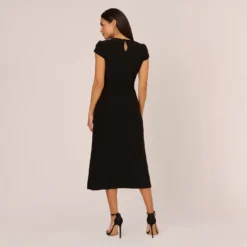Adrianna Papell Jersey Midi Dress With Cap Sleeves In Black -Cheap Vesta Gleam Store AP1D105151 AA002 Regular Back