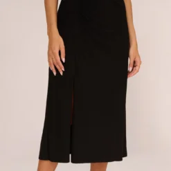 Adrianna Papell Jersey Midi Dress With Cap Sleeves In Black -Cheap Vesta Gleam Store AP1D105151 AA002 Regular Lifestyle