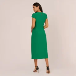 Adrianna Papell Jersey Midi Dress With Cap Sleeves In Vivid Green -Cheap Vesta Gleam Store AP1D105151 AE314 Regular Back