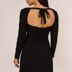 Adrianna Papell Long Sleeve Midi Dress With Tie-Back In Black -Cheap Vesta Gleam Store AP1D105153 AA002 Regular Alternate