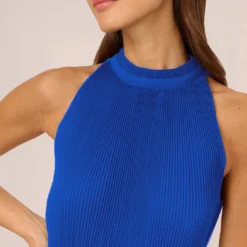 Adrianna Papell Pleated Sleeveless Chiffon Dress With Tie Waist In Dark Cobalt -Cheap Vesta Gleam Store AP1D105165 AT401 Regular Detail