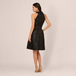 Adrianna Papell Jacquard Tuxedo Midi Dress With Surplice Neckline In Black -Cheap Vesta Gleam Store AP1D105178 AA002 Regular Back