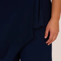 Adrianna Papell Plus Size Jersey Sleeveless Pintuck Jumpsuit With Wide Legs In Midnight -Cheap Vesta Gleam Store AP1D105225 AB411 Plus Lifestyle