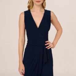 Adrianna Papell Jersey Sleeveless Pintuck Jumpsuit With Wide Legs In Midnight -Cheap Vesta Gleam Store AP1D105225 AB411 Regular Detail