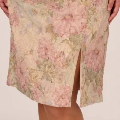 Adrianna Papell Plus Size Sleeveless Floral Matelasse Sheath Dress With Pleated Details In Rose Multi -Cheap Vesta Gleam Store AP1D105243 AE590 Plus Lifestyle