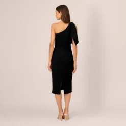 Adrianna Papell One Shoulder Midi Dress With Bow Accent In Black -Cheap Vesta Gleam Store AP1D105287 AA002 Regular Back