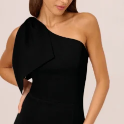 Adrianna Papell One Shoulder Midi Dress With Bow Accent In Black -Cheap Vesta Gleam Store AP1D105287 AA002 Regular Detail