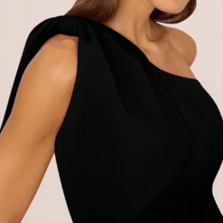 Adrianna Papell One Shoulder Midi Dress With Bow Accent In Black -Cheap Vesta Gleam Store AP1D105287 AA002 Regular Lifestyle