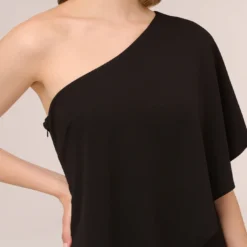 Adrianna Papell Flutter One Shoulder Jumpsuit In Black -Cheap Vesta Gleam Store AP1E201788 AA002 Regular Detail