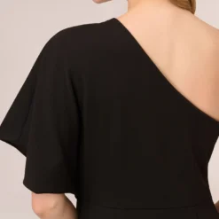 Adrianna Papell Flutter One Shoulder Jumpsuit In Black -Cheap Vesta Gleam Store AP1E201788 AA002 Regular Lifestyle