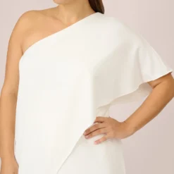 Adrianna Papell Plus Size Flutter One Shoulder Jumpsuit In Ivory -Cheap Vesta Gleam Store AP1E201788 AA194 Plus Detail