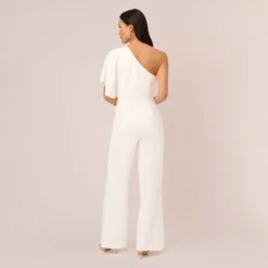 Adrianna Papell Flutter One Shoulder Jumpsuit In Ivory -Cheap Vesta Gleam Store AP1E201788 AA194 Regular Back