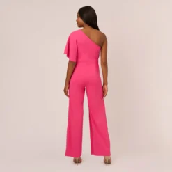 Adrianna Papell Flutter One Shoulder Jumpsuit In Watermelon Bliss -Cheap Vesta Gleam Store AP1E201788 AH660 Regular Back