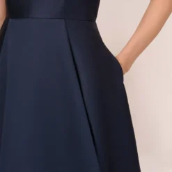 Adrianna Papell High Low Mikado Gown With Asymmetrical Detail In Midnight -Cheap Vesta Gleam Store AP1E204122 AB411 Regular Detail