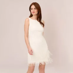 Adrianna Papell Sleeveless Beaded Cocktail Dress In Ivory