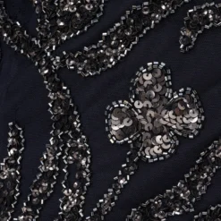 Adrianna Papell Floral Beaded Dress With Sheer Long Sleeves In Midnight -Cheap Vesta Gleam Store AP1E205390 AB411 Regular Alternate