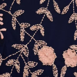 Adrianna Papell Plus Size Floral Beaded Dress With Sheer Flutter Sleeves In Navy Blush -Cheap Vesta Gleam Store AP1E205858 AX412 Plus Alternate