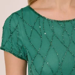 Adrianna Papell Hand-Beaded Long Dress In Jungle Green -Cheap Vesta Gleam Store AP1E207607 AC304 Regular Lifestyle