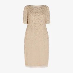 Adrianna Papell Plus Size Beaded Cocktail Dress In Biscotti -Cheap Vesta Gleam Store AP1E207750 AG273 Plus Flat