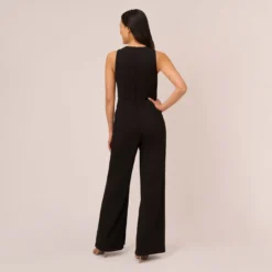 Adrianna Papell Sleeveless Asymmetrical Jumpsuit In Black -Cheap Vesta Gleam Store AP1E207760 AA002 Regular Back