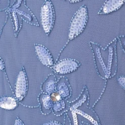 Adrianna Papell Plus Size Hand Beaded Short Sleeve Floral Godet Gown In French Blue -Cheap Vesta Gleam Store AP1E208349 AA544 Plus Lifestyle