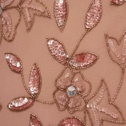 Adrianna Papell Plus Size Hand Beaded Short Sleeve Floral Godet Gown In Rose Gold -Cheap Vesta Gleam Store AP1E208349 AA958 Plus Alternate