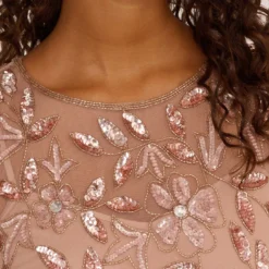 Adrianna Papell Long Floral Beaded Gown With Flutter Sleeves In Rose Gold -Cheap Vesta Gleam Store AP1E208445 AA958 Regular Lifestyle f69a31ec 9c78 424b 9c97 16c8e3f994ba