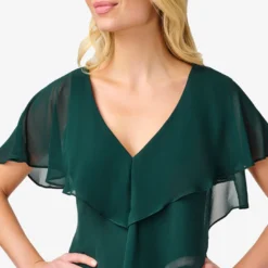 Adrianna Papell Chiffon And Crepe Mermaid Gown In Hunter -Cheap Vesta Gleam Store AP1E208559 AE303 Regular Detail