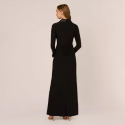 Adrianna Papell Tuxedo Mermaid Gown In Black -Cheap Vesta Gleam Store AP1E208564 AA002 Regular Back