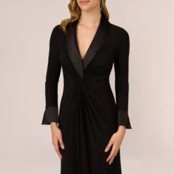 Adrianna Papell Tuxedo Mermaid Gown In Black -Cheap Vesta Gleam Store AP1E208564 AA002 Regular Detail