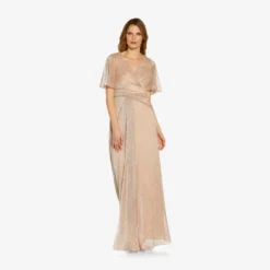 Adrianna Papell Metallic Mesh Draped Gown In Rose Gold -Cheap Vesta Gleam Store AP1E209024 AI298 Regular Alternate 5bfee706 bd71 4747 bc74 ca1c35886f00