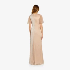 Adrianna Papell Metallic Mesh Draped Gown In Rose Gold -Cheap Vesta Gleam Store AP1E209024 AI298 Regular Back af5ccc2b 0280 4529 947d 9d0d8ffb18c2