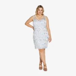 Adrianna Papell Plus Size Floral Embroidered Sheath Dress In Clearwater Ivory -Cheap Vesta Gleam Store AP1E209030 AJ453 Plus Alternate