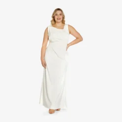 Adrianna Papell Plus Size Sequin-Accented Mermaid Gown In Ivory -Cheap Vesta Gleam Store AP1E209034 AB194 Plus Alternate