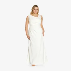 Adrianna Papell Plus Size Sequin-Accented Mermaid Gown In Ivory